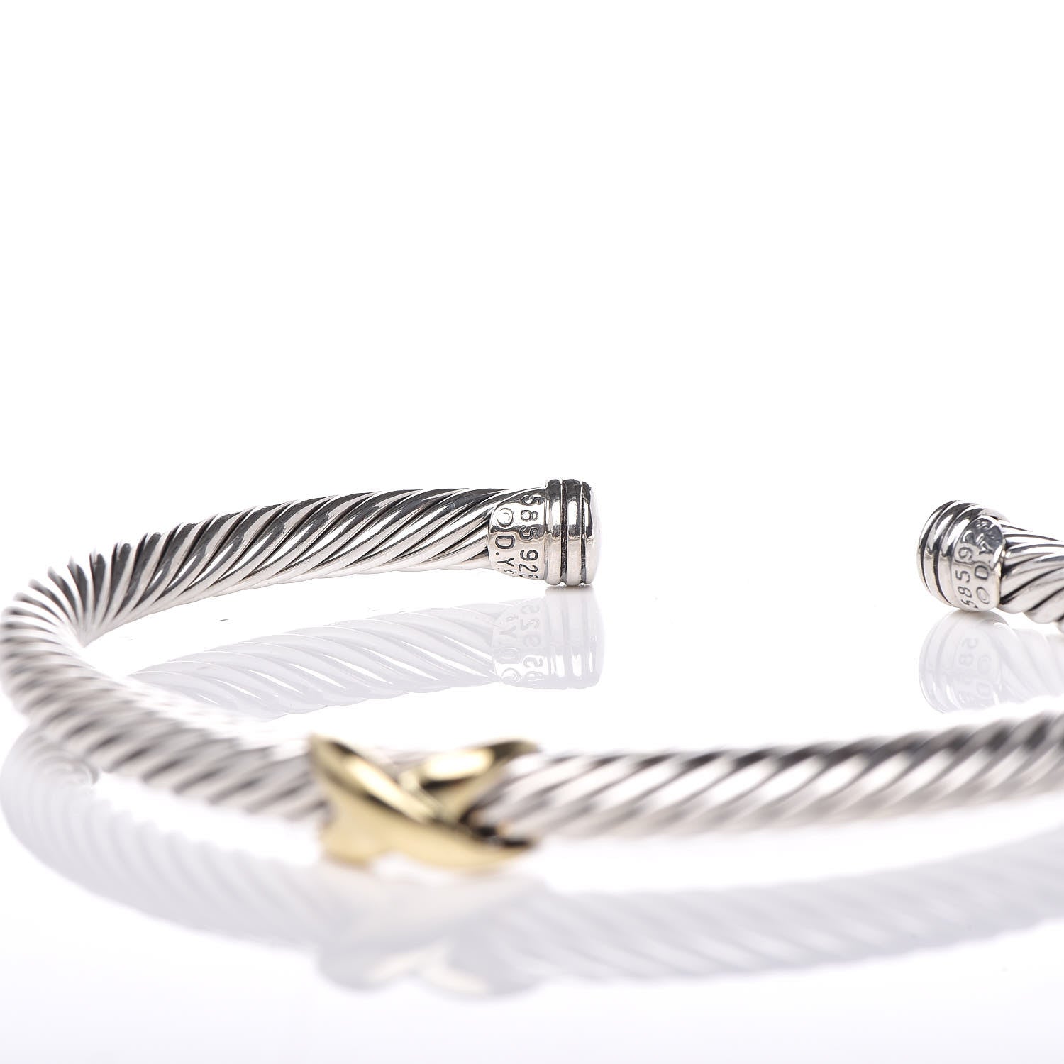 David Yurman Sterling Silver 14K Yellow Gold 5mm X Station Cable Bracelet 5 of 5