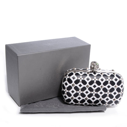 Alexander McQueen Classic Grid Skull Clasp Clutch Bag Ivory and Black 5 of 10
