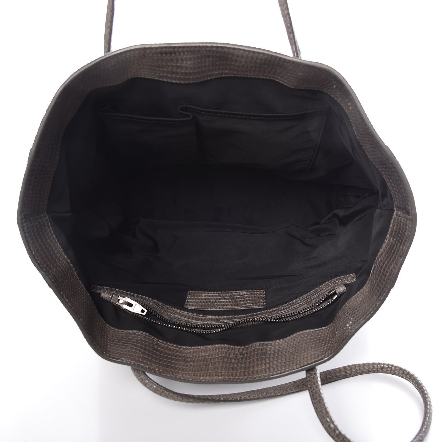 Lizard Embossed Prisma Skeletal Tote Grey