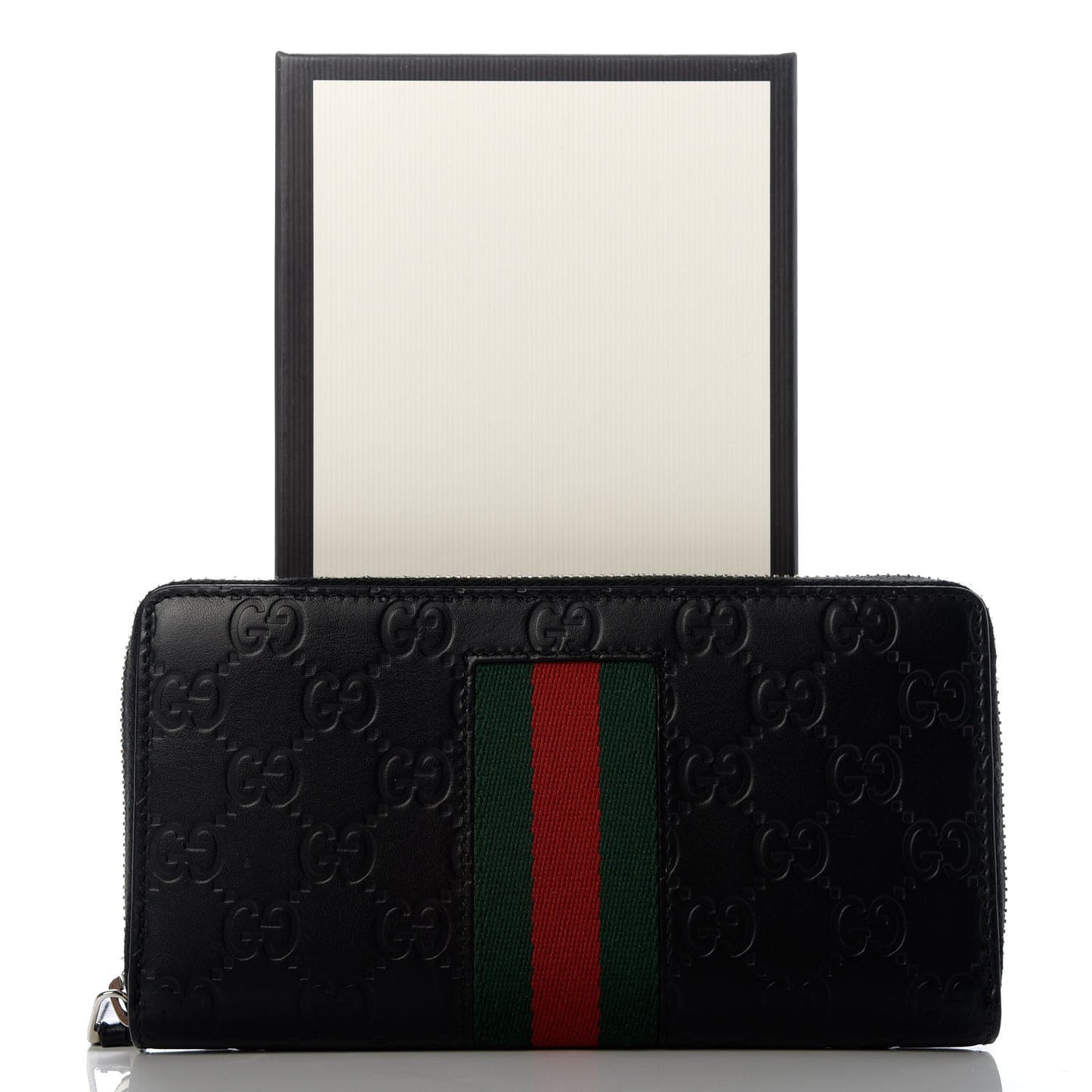 Guccissima Web Zip Around Wallet Black