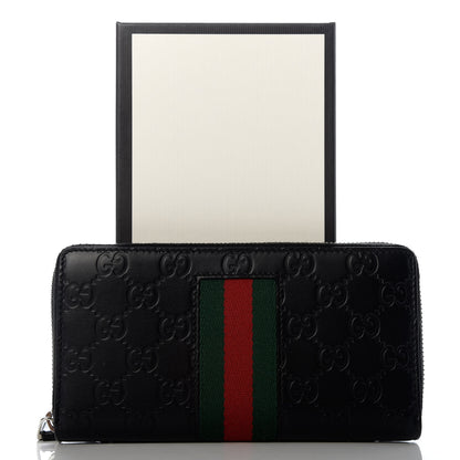Gucci Guccissima Web Zip Around Wallet Black 7 of 7