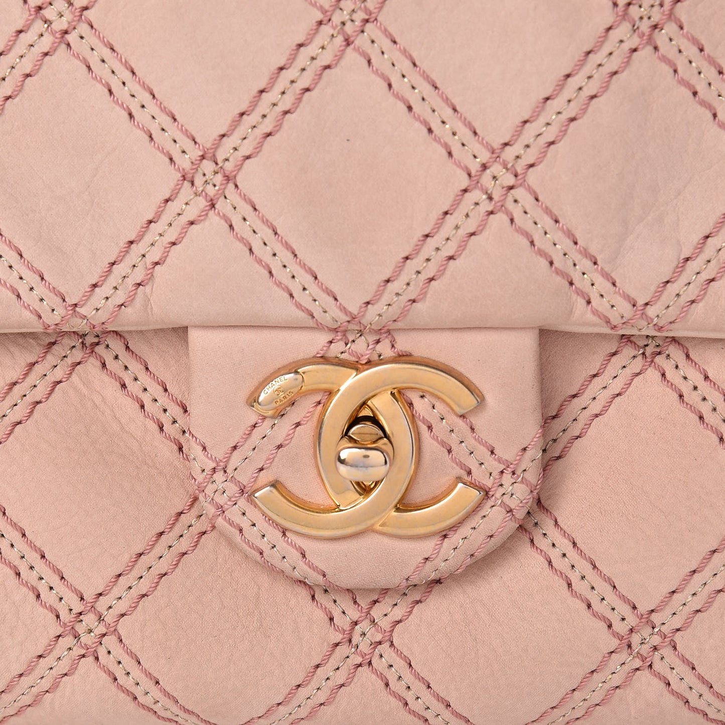 Calfskin Triple Stitched Medium Flap Pink