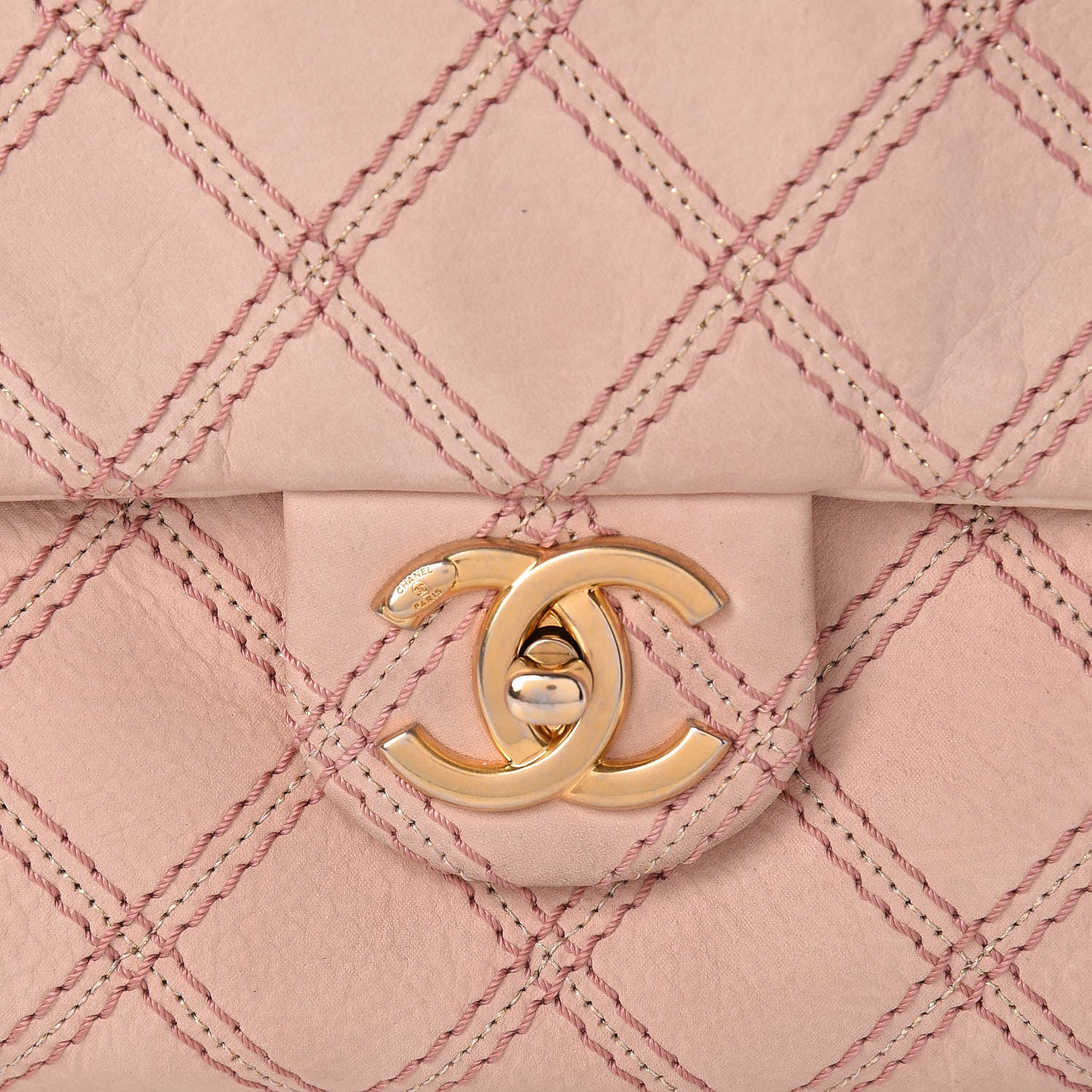 Chanel Calfskin Triple Stitched Medium Flap Pink 8 of 16