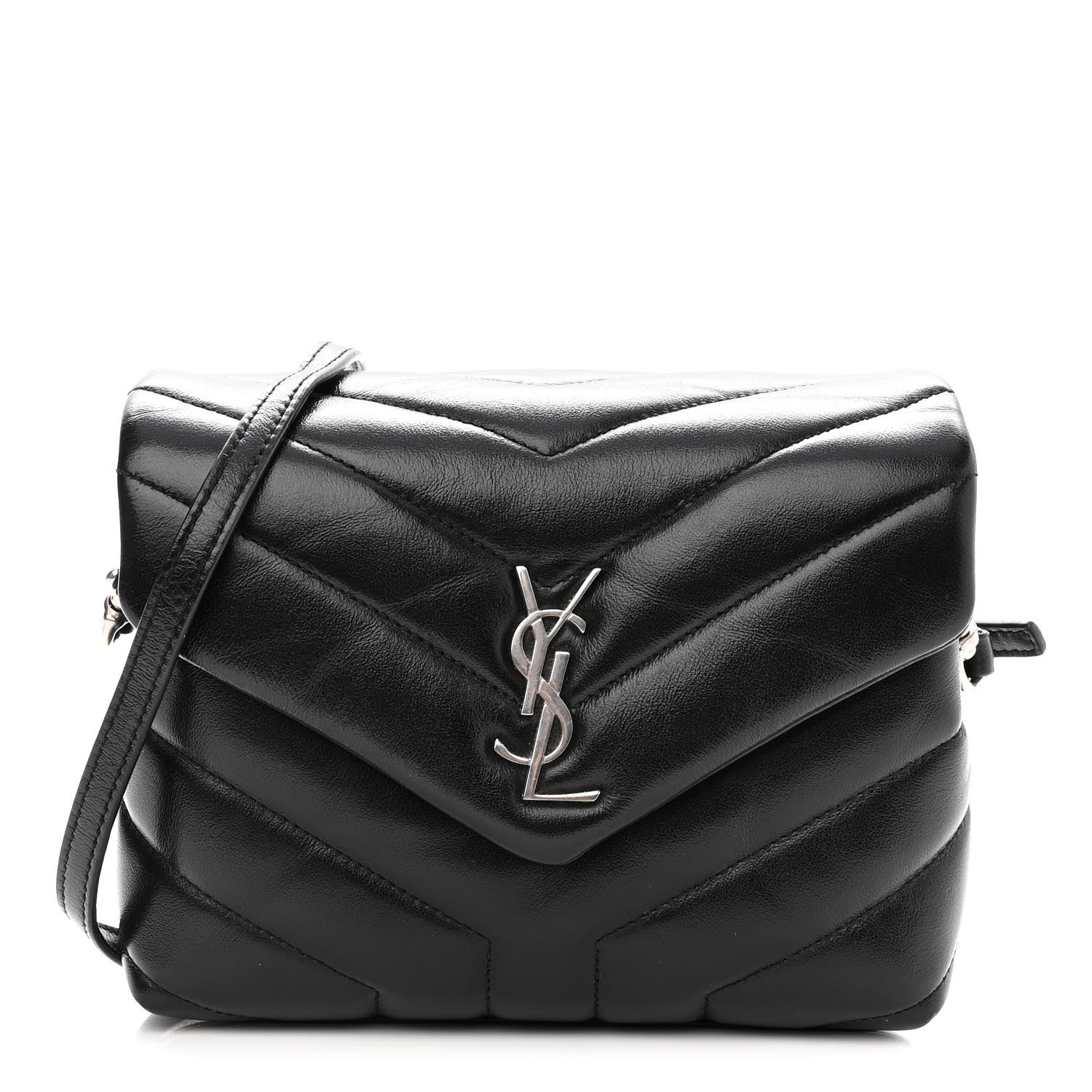 Saint Laurent Calfskin Y Quilted Monogram Toy Loulou Crossbody Bag Black 1 of 9