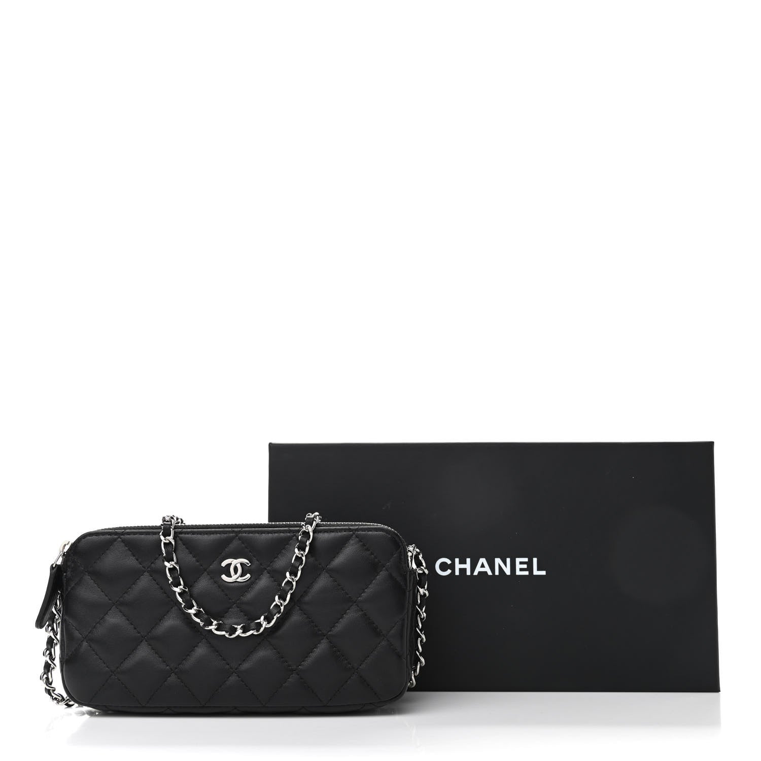 Chanel Lambskin Quilted Small Clutch With Chain Black 11 of 11