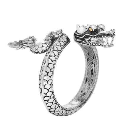 John Hardy Sterling Silver 18K Yellow Gold Naga Dragon Kick Cuff Bracelet 1 of 6