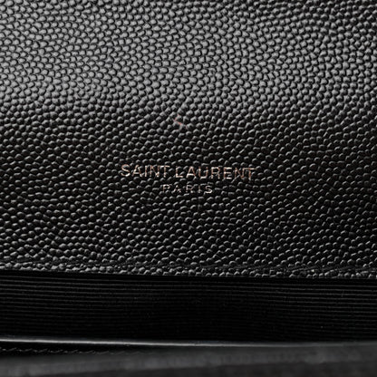 Saint Laurent Grain De Poudre Textured Mixed Matelasse Triquilt Medium Monogram Satchel Black 6 of 12