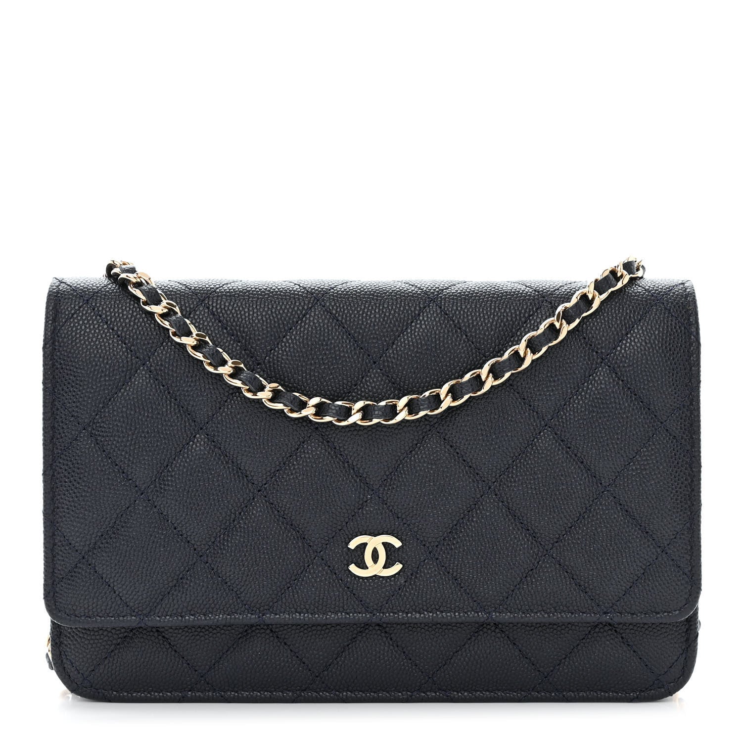 Chanel Caviar Quilted Wallet on Chain WOC Navy Blue 1 of 13