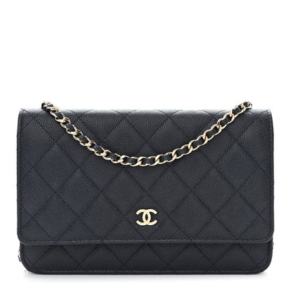 Chanel Caviar Quilted Wallet on Chain WOC Navy Blue 1 of 13