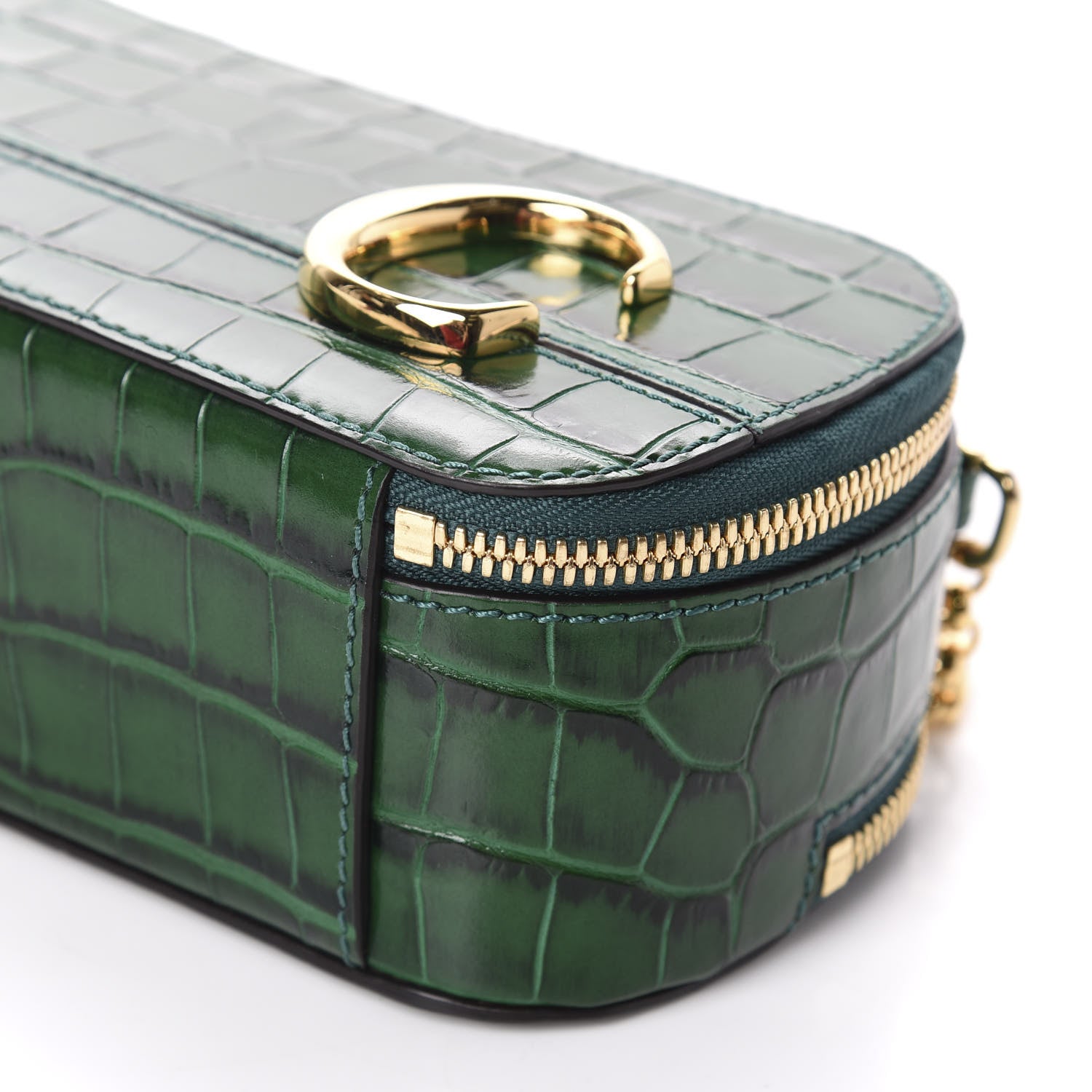Chloe Calfskin Crocodile Embossed Mini C Vanity Bag Woodsy Green 8 of 10