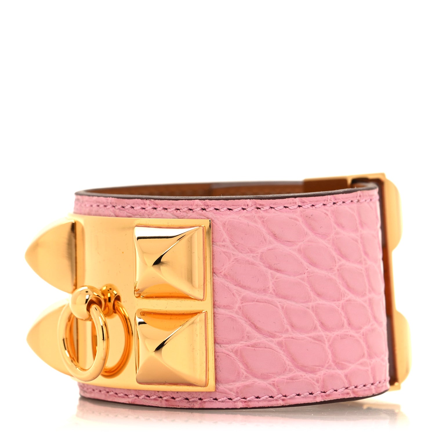 Hermes Matte Alligator Collier De Chien CDC Bracelet T2 5P Pink 1 of 6