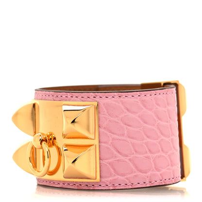 Hermes Matte Alligator Collier De Chien CDC Bracelet T2 5P Pink 1 of 6