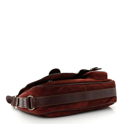 Christian Dior Suede Calfskin Medium Gaucho Double Saddle Burgundy 4 of 13