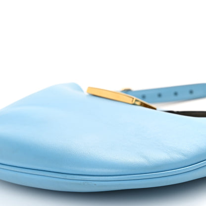 Fendi Vitello Grace Suede Small Croissant Hobo Cyber Blue 11 of 11