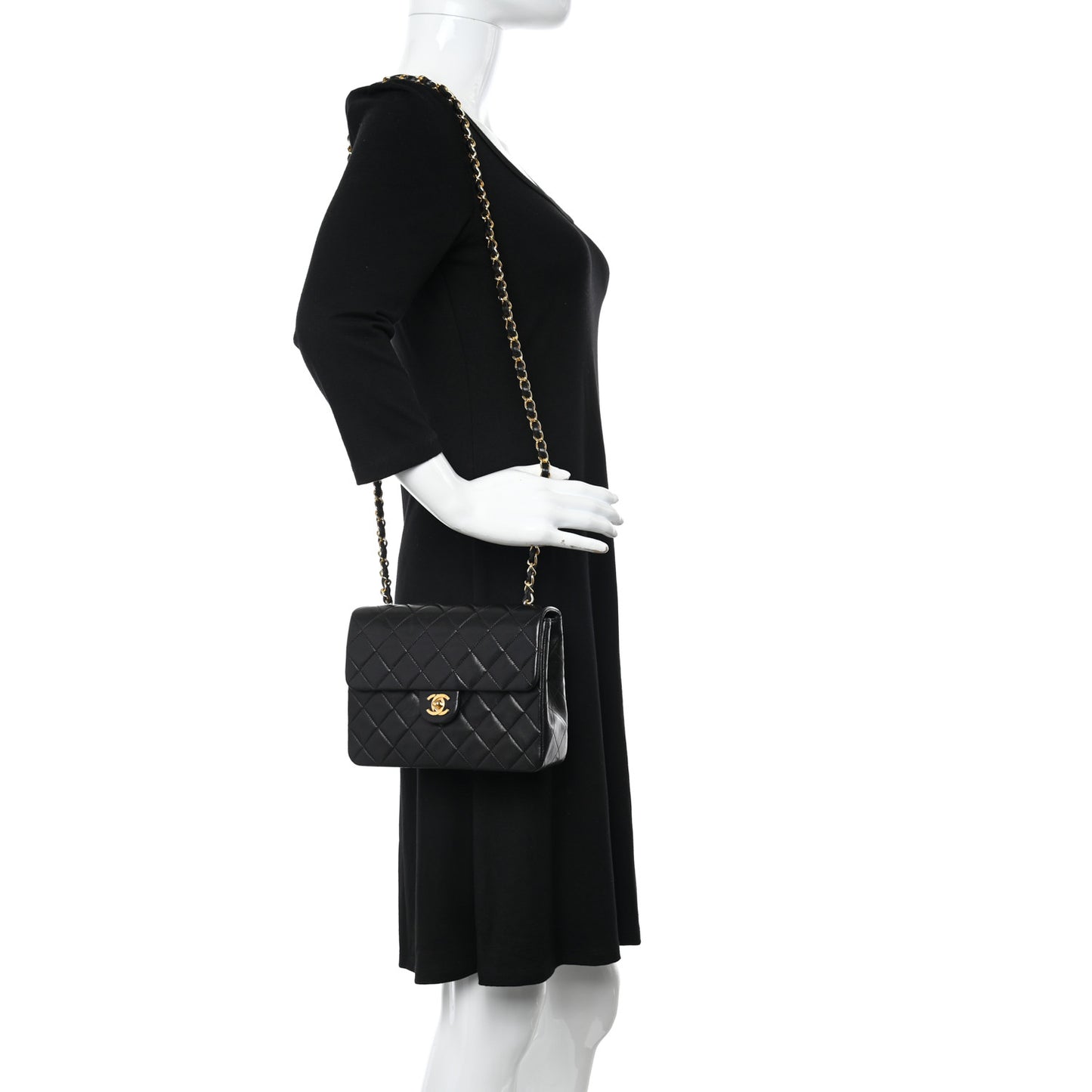 Lambskin Quilted Mini Square Flap Bag Black