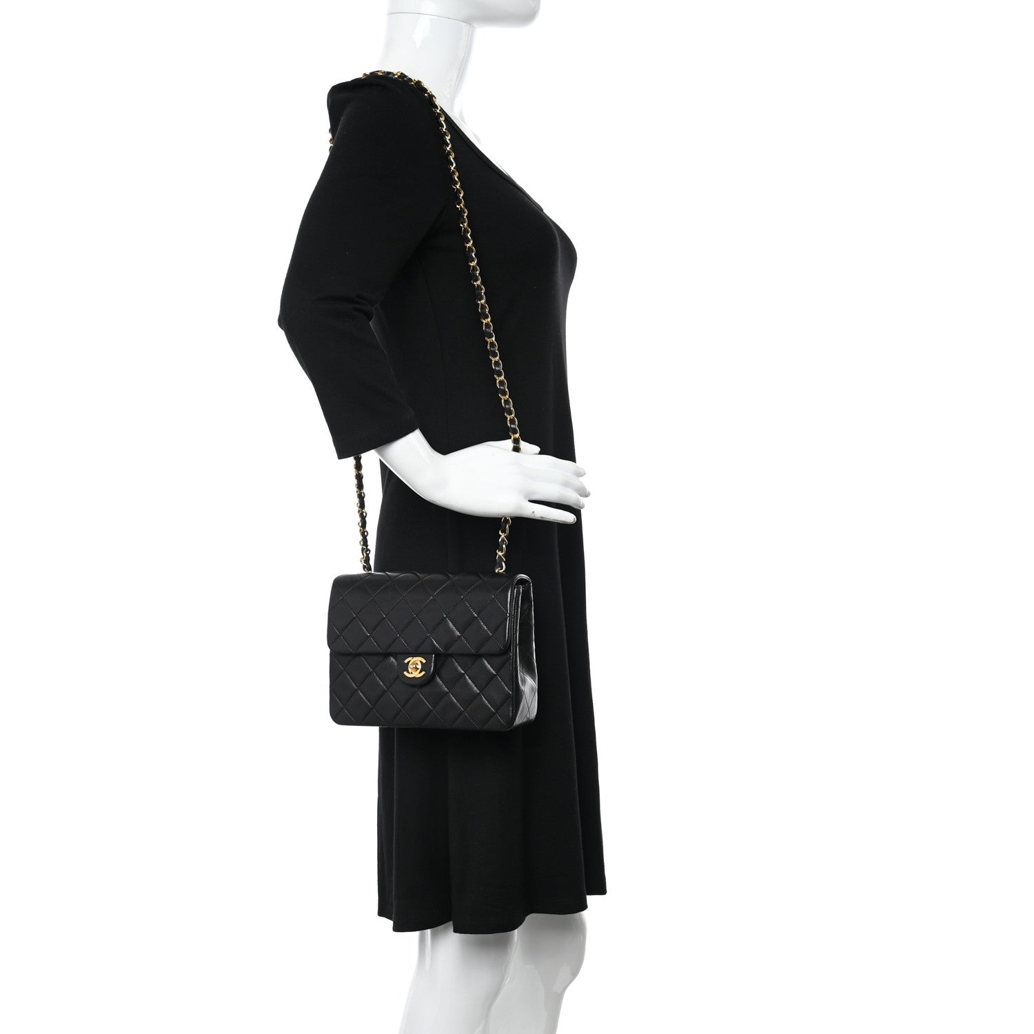Chanel Lambskin Quilted Mini Square Flap Bag Black 2 of 10
