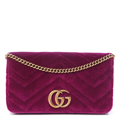 Gucci Velvet Matelasse GG Marmont Mini Bag Fuchsia Violet Cyclamen 1 of 8