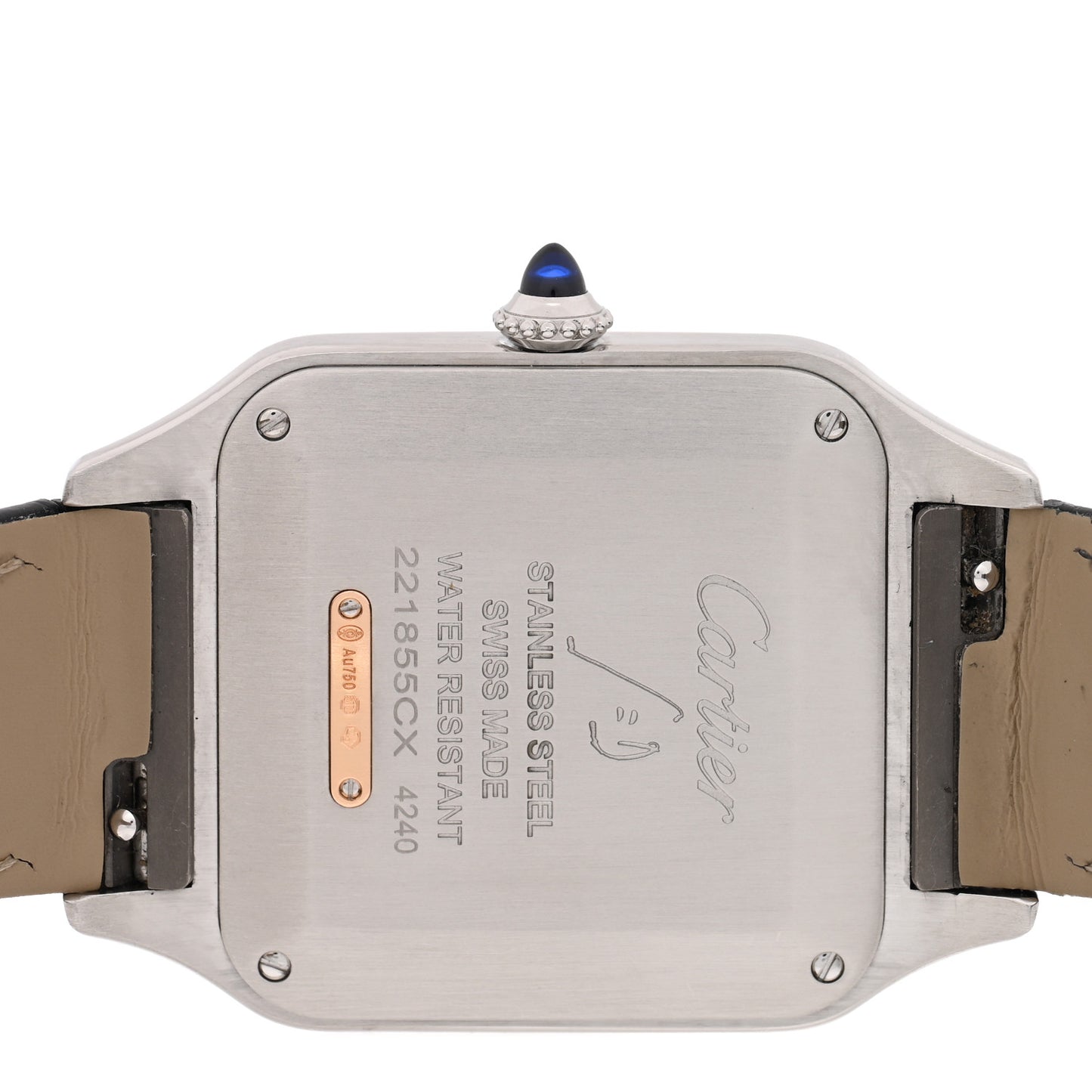 Stainless Steel 18K Pink Gold Alligator 31.4mm Santos Dumont Quartz Watch