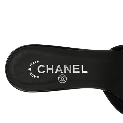 Chanel Patent Printed Mule Sandals 37.5 Black 7 of 10