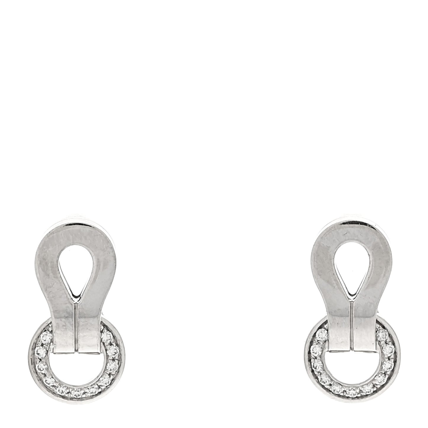 18K White Gold Diamond Agrafe Earrings