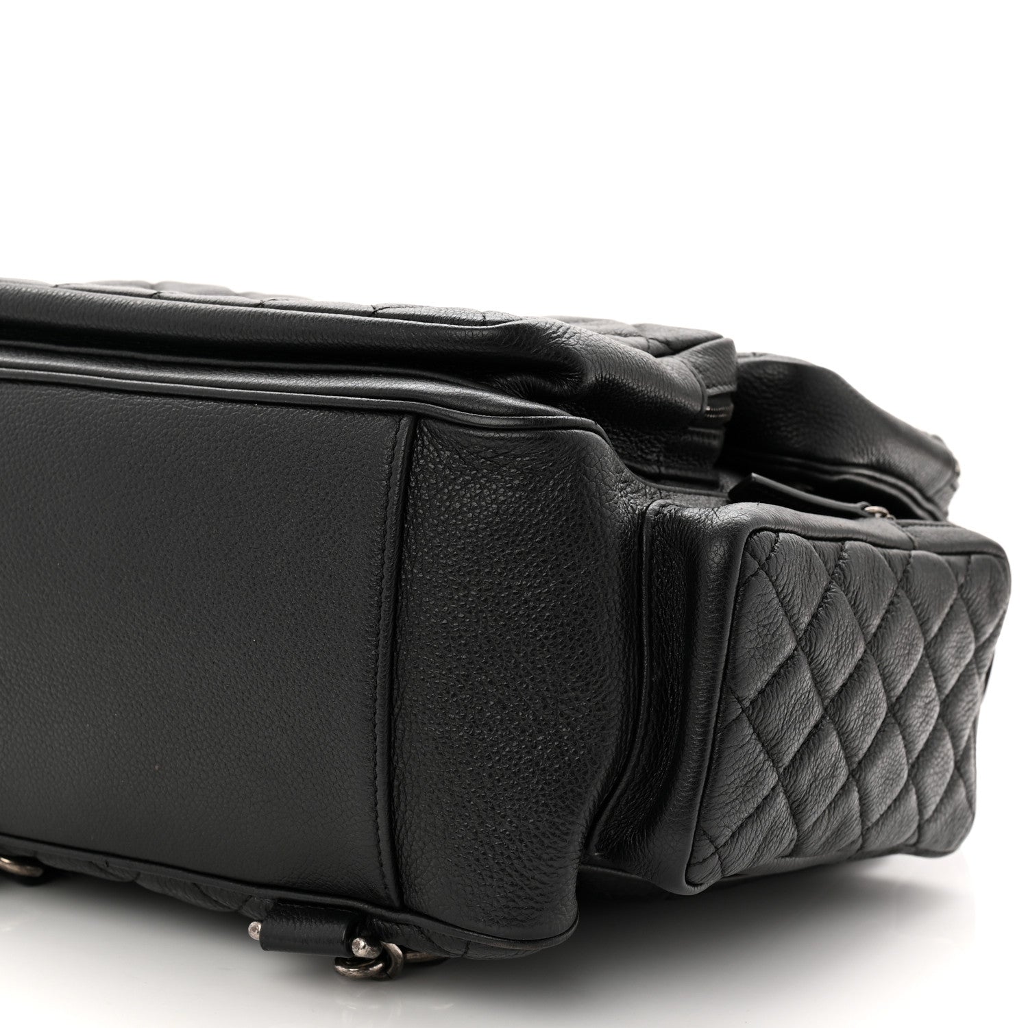 Chanel Grained Calfskin Quilted Large Casual Rock Backpack Black 10 of 13