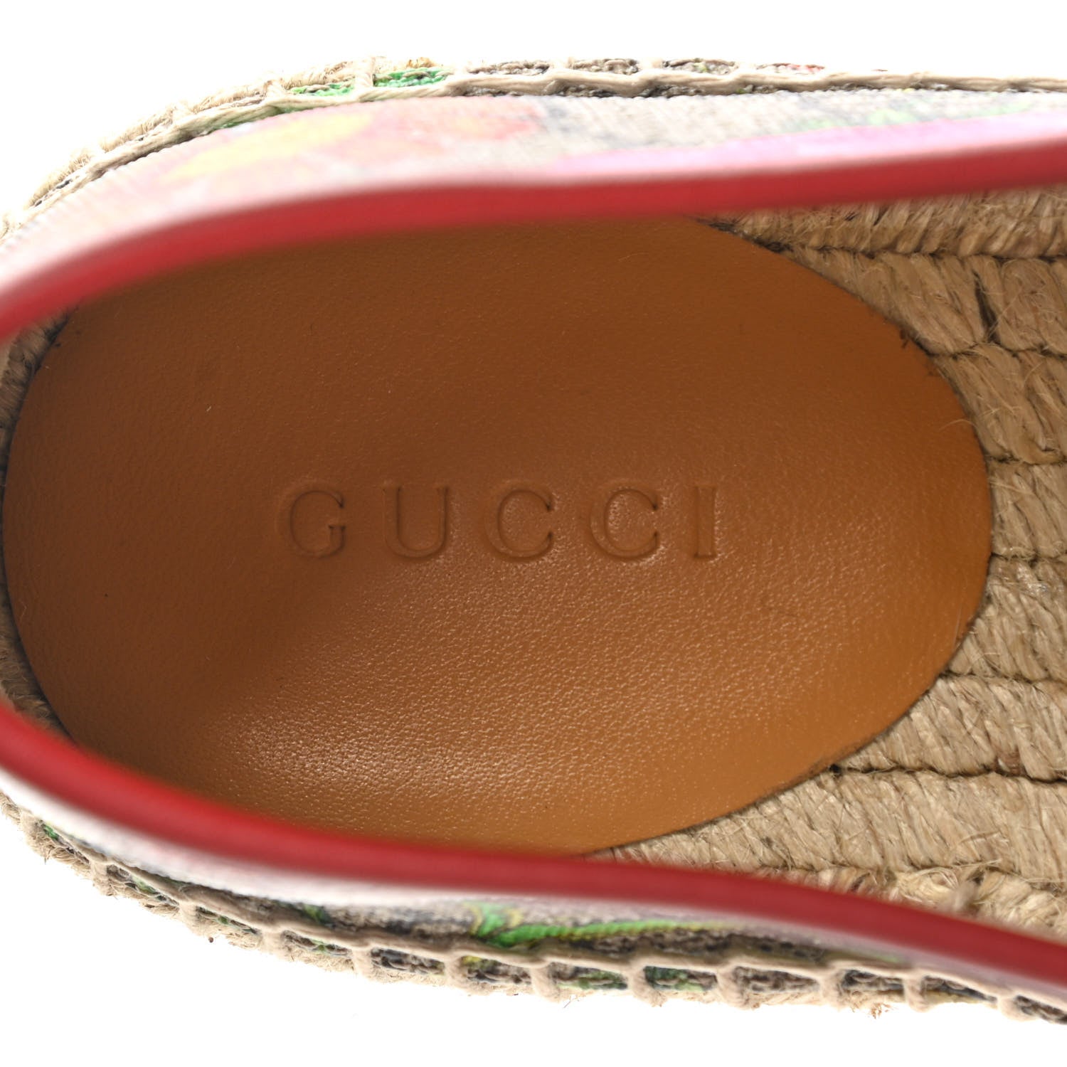 Gucci GG Supreme Monogram Tian Womens Espadrilles 38.5 Beige Multicolor Red 8 of 10