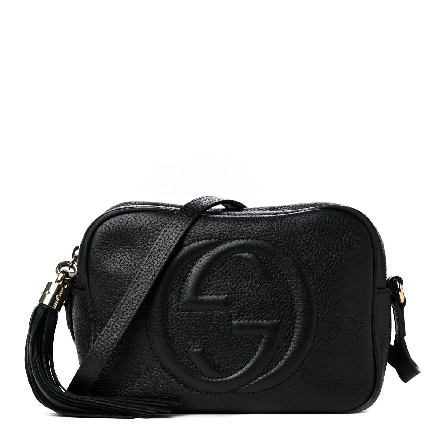 Pebbled Calfskin Small Soho Disco Bag Black