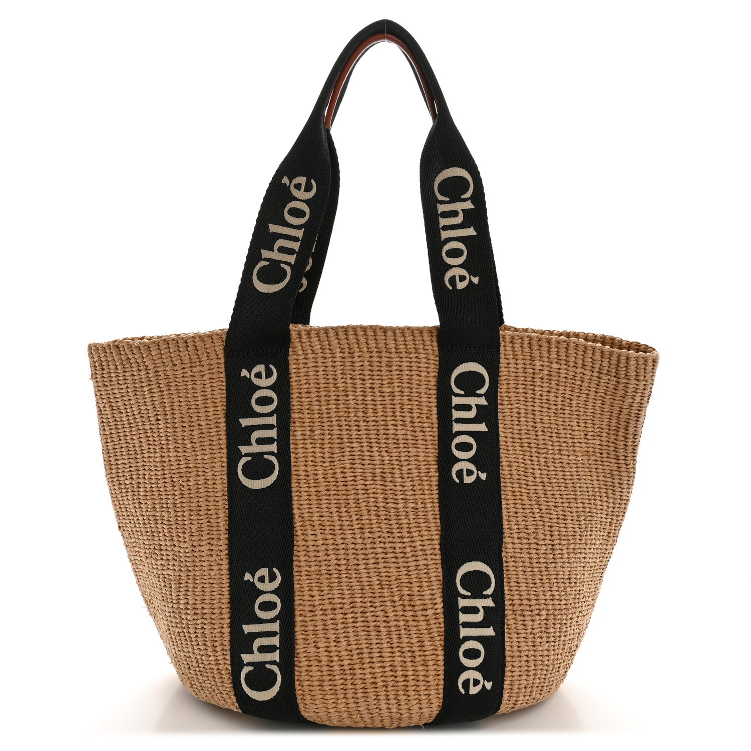 Chloe Raffia Large Woody Tote Black 1 of 9