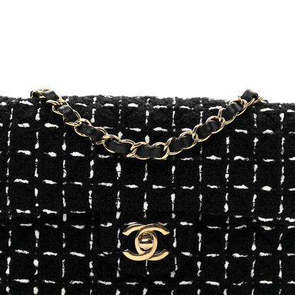 Chanel Wool Tweed Quilted Mini Rectangular Flap Black White 5 of 11