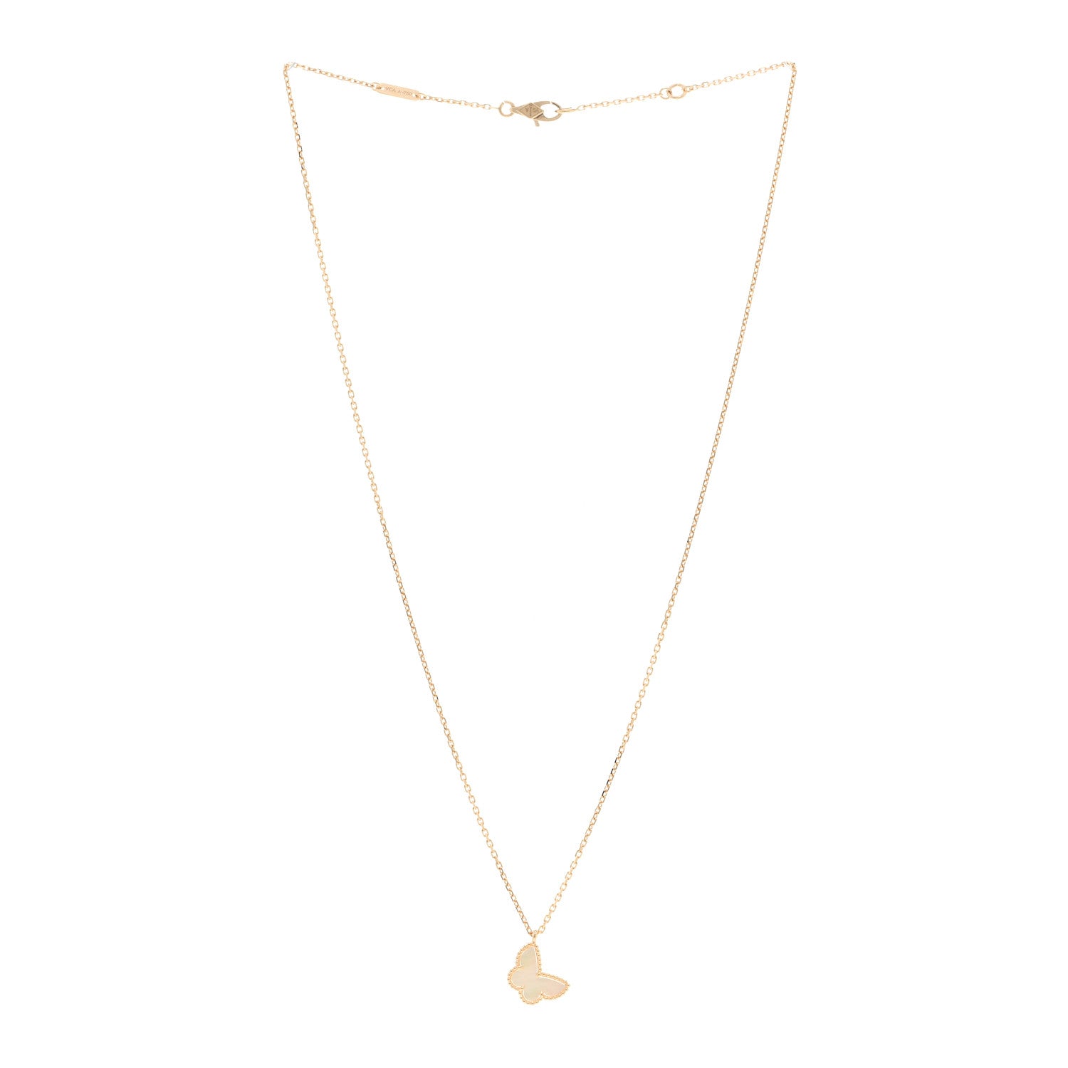 Van Cleef & Arpels 18K Yellow Gold Mother of Pearl Sweet Alhambra Butterfly Pendant Necklace 3 of 5