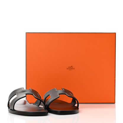 Hermes Box Calfskin Oran Sandals 36.5 Black 8 of 8