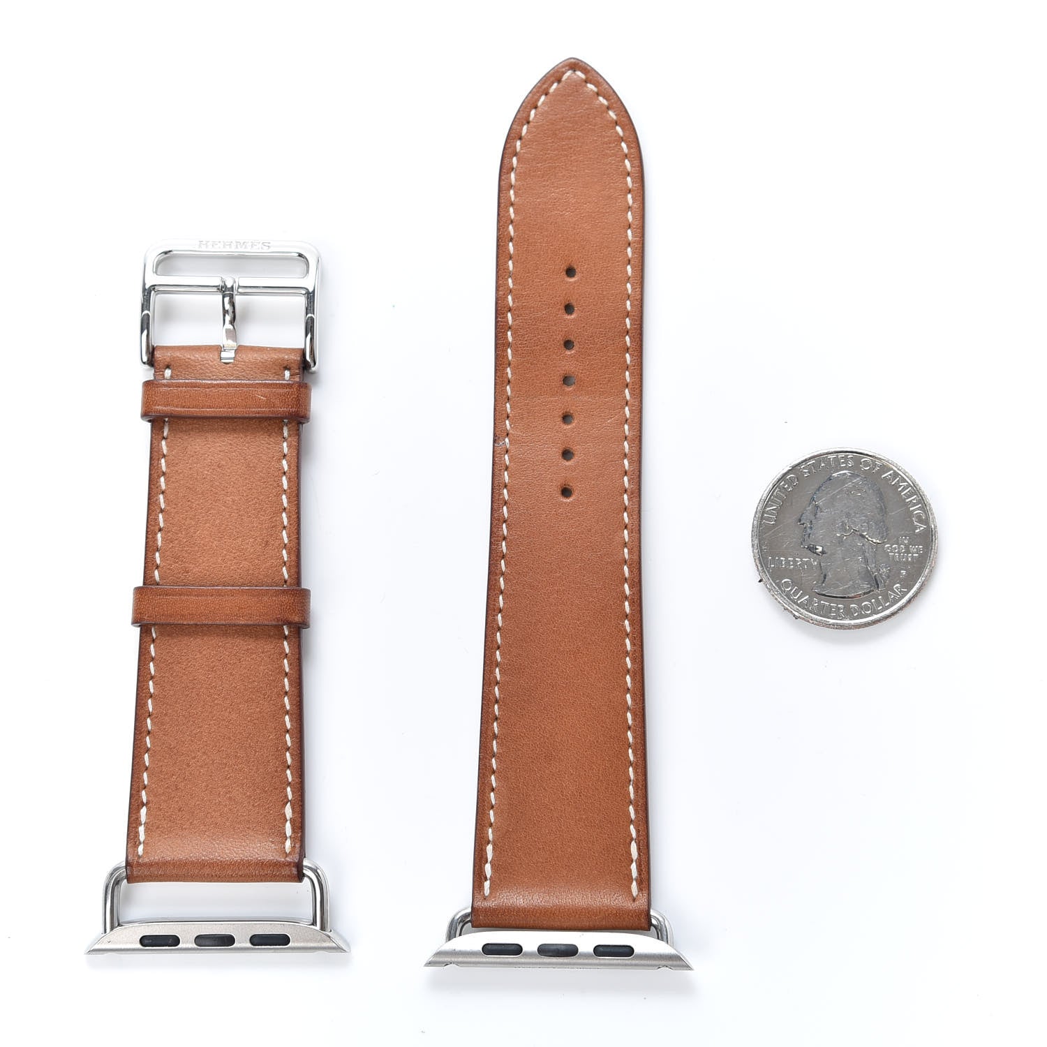 Hermes Barenia 42mm Apple Watch Single Tour Band Fauve 2 of 5