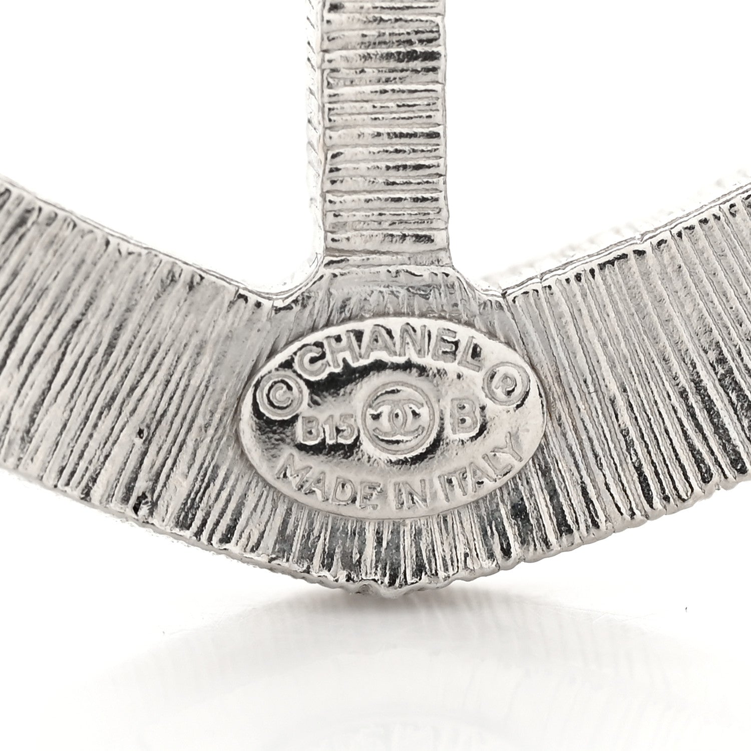 Chanel Swarovski Baguette Crystal CC Shield Brooch Silver 3 of 3