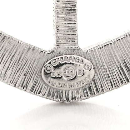 Chanel Swarovski Baguette Crystal CC Shield Brooch Silver 3 of 3