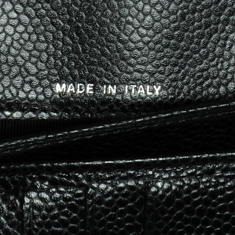 Caviar Quilted Large Zip Around Wallet Black