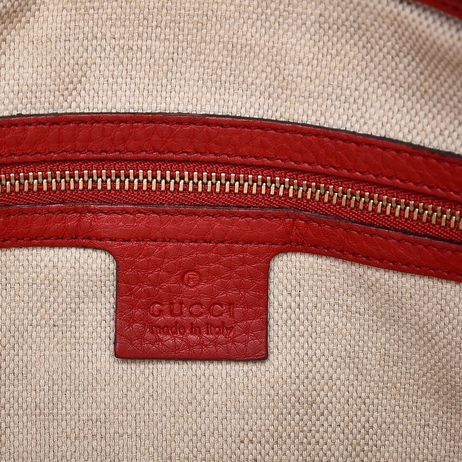 Gucci Pebbled Calfskin Small Soho Top Handle Bag Red 7 of 17