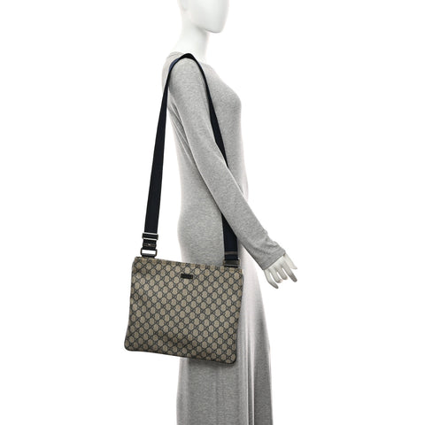 GG Plus Monogram Large Flat Messenger Bag Beige Blue