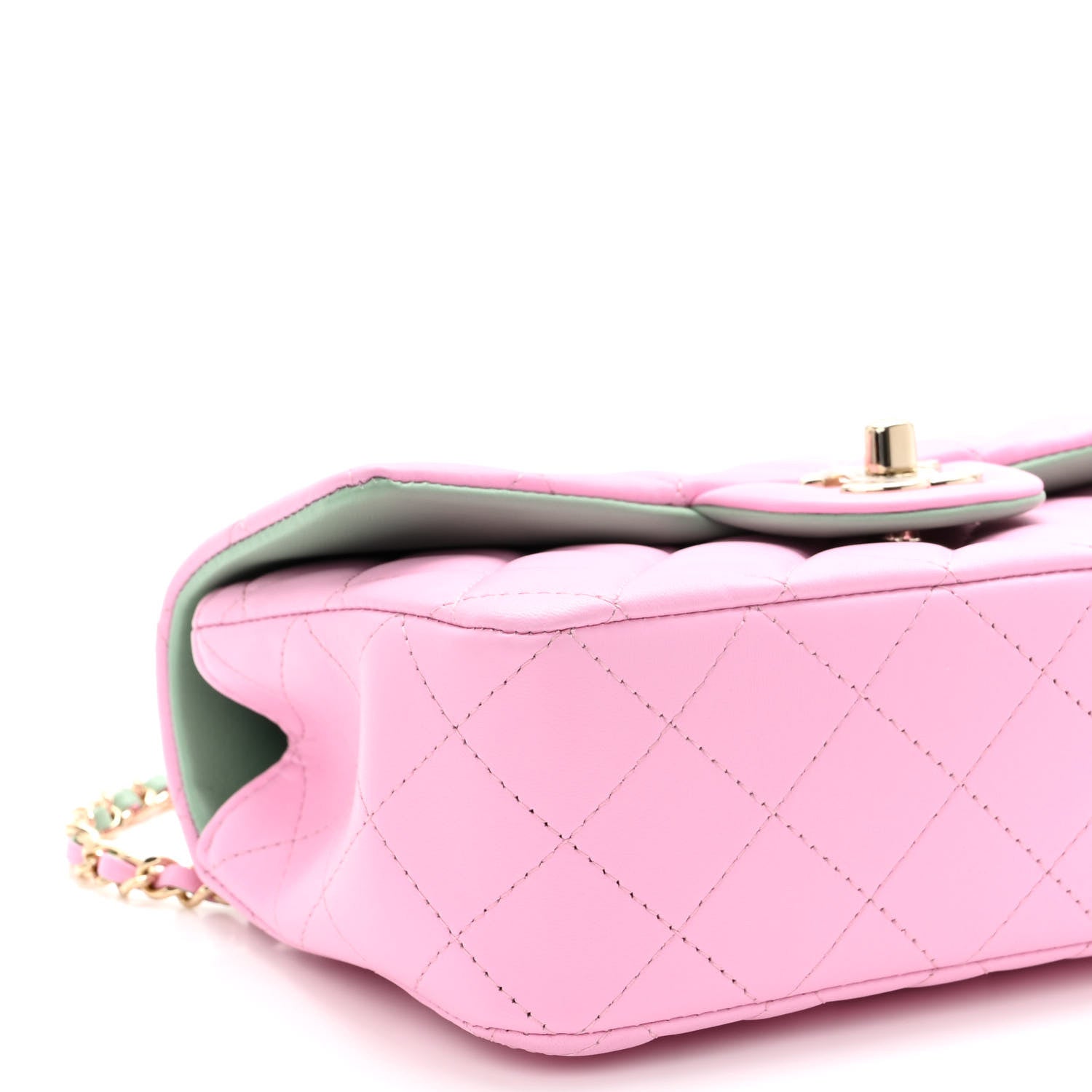 Chanel Lambskin Quilted Mini Top Handle Rectangular Flap Lilac Light Green 9 of 10