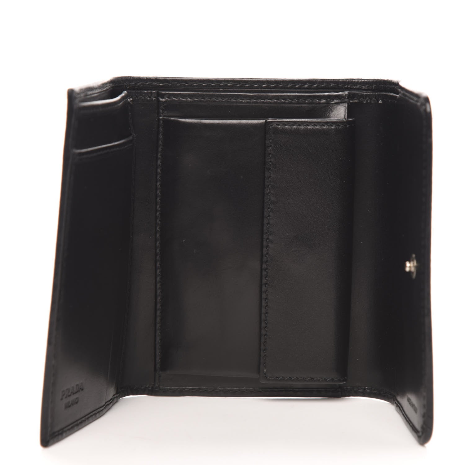 Prada Velluto Logo Tri-Fold Wallet Black 5 of 8