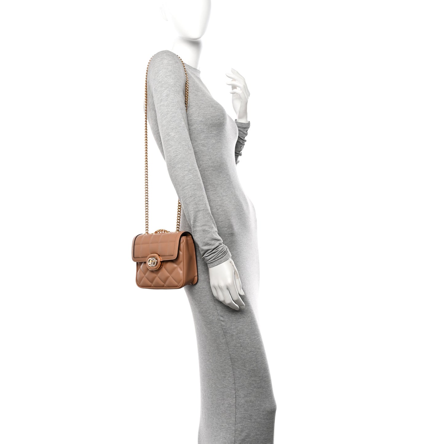 Calfskin Quilted Mini Deco Shoulder Bag Camelia