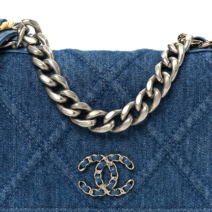 Chanel Denim Quilted Chanel 19 Wallet On Chain WOC Blue 9 of 12