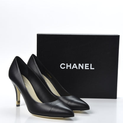 Chanel Lambskin Cap Toe CC Pumps 42 Black 10 of 10