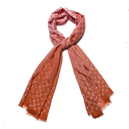 Louis Vuitton Silk Wool Monogram Sunrise Shawl Corail 1 of 3