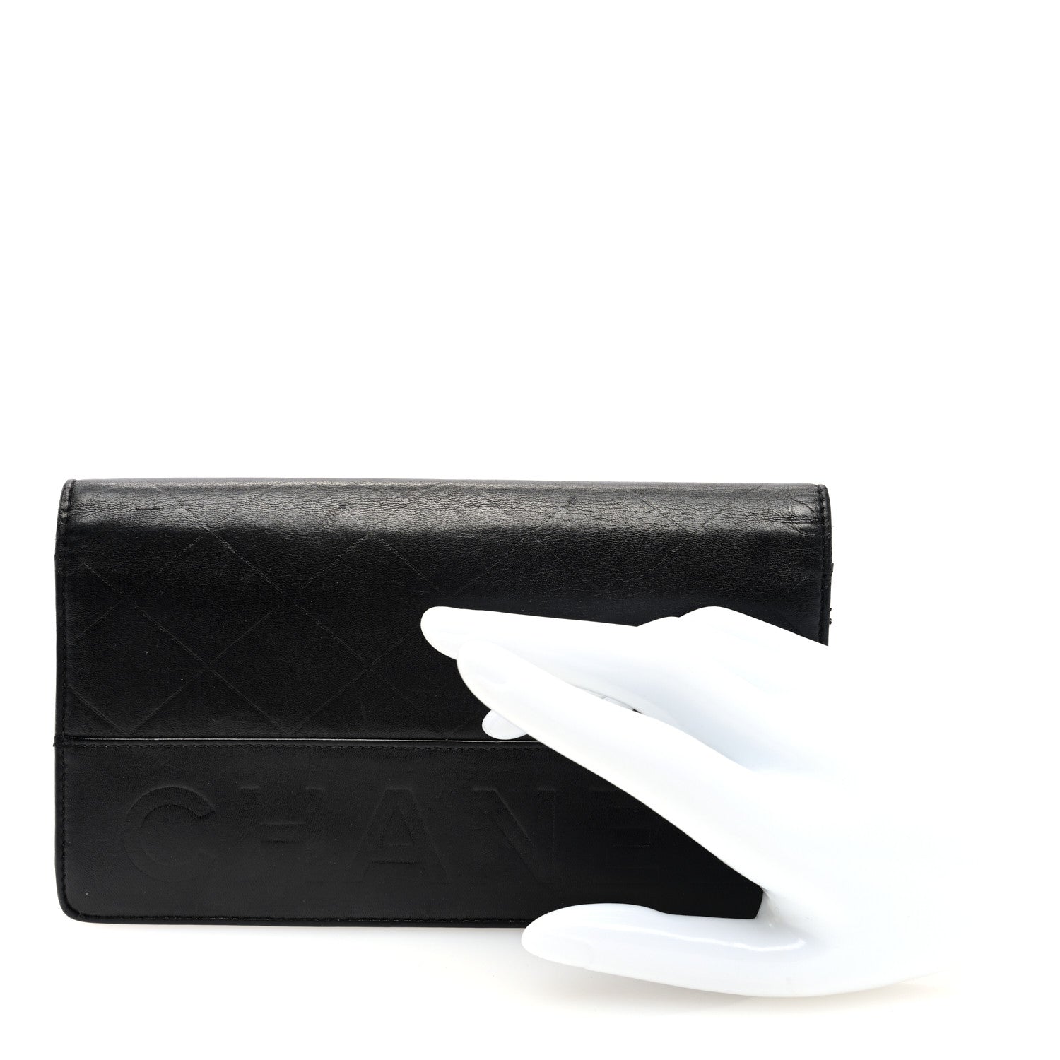 Chanel Lambskin Embossed Logo Yen Wallet Black 2 of 7