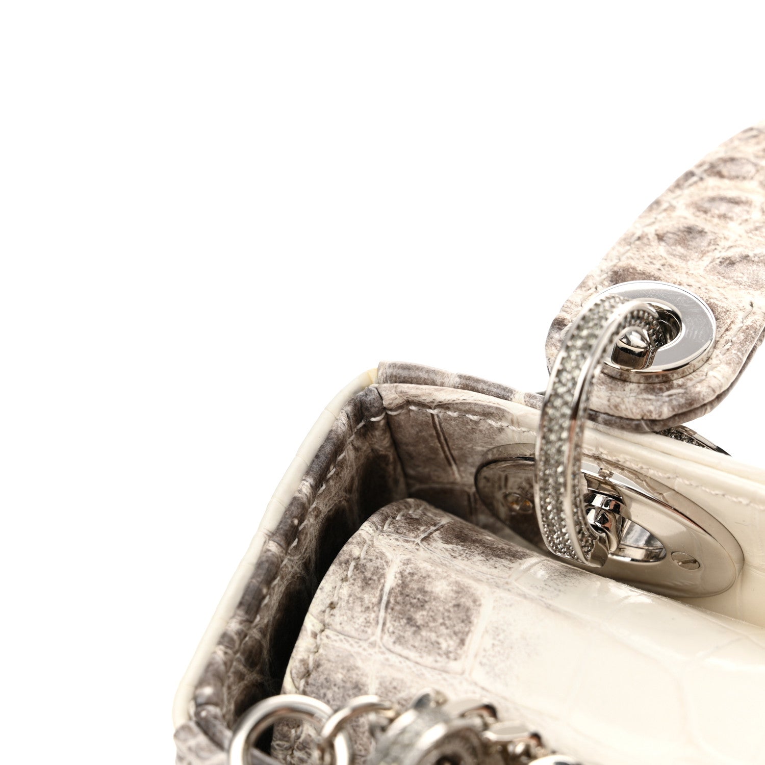 Christian Dior Niloticus Crocodile Himalaya Crystal Mini Lady Dior White 12 of 15