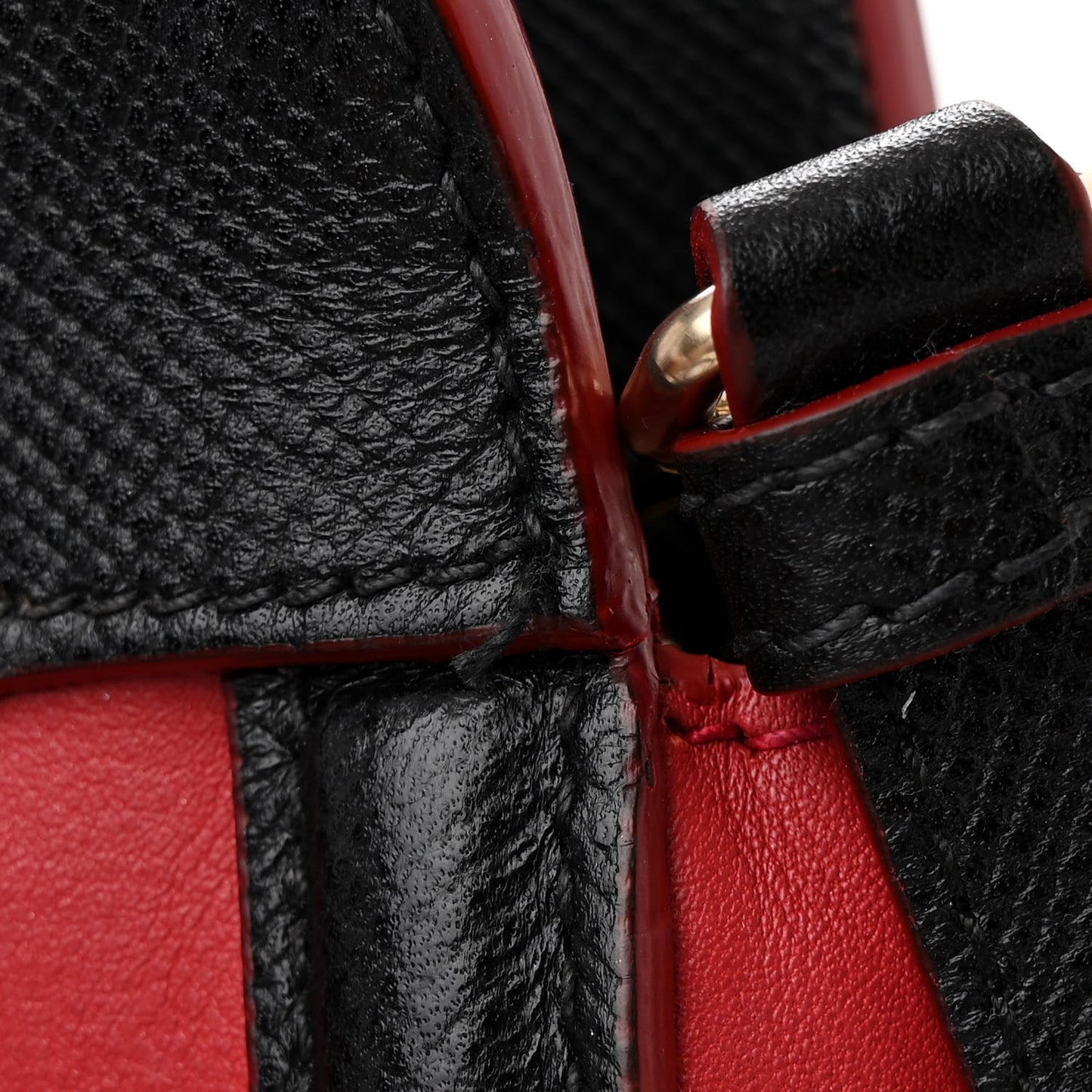 Saffiano City Calfskin Bi-Color Tote Fuoco Black