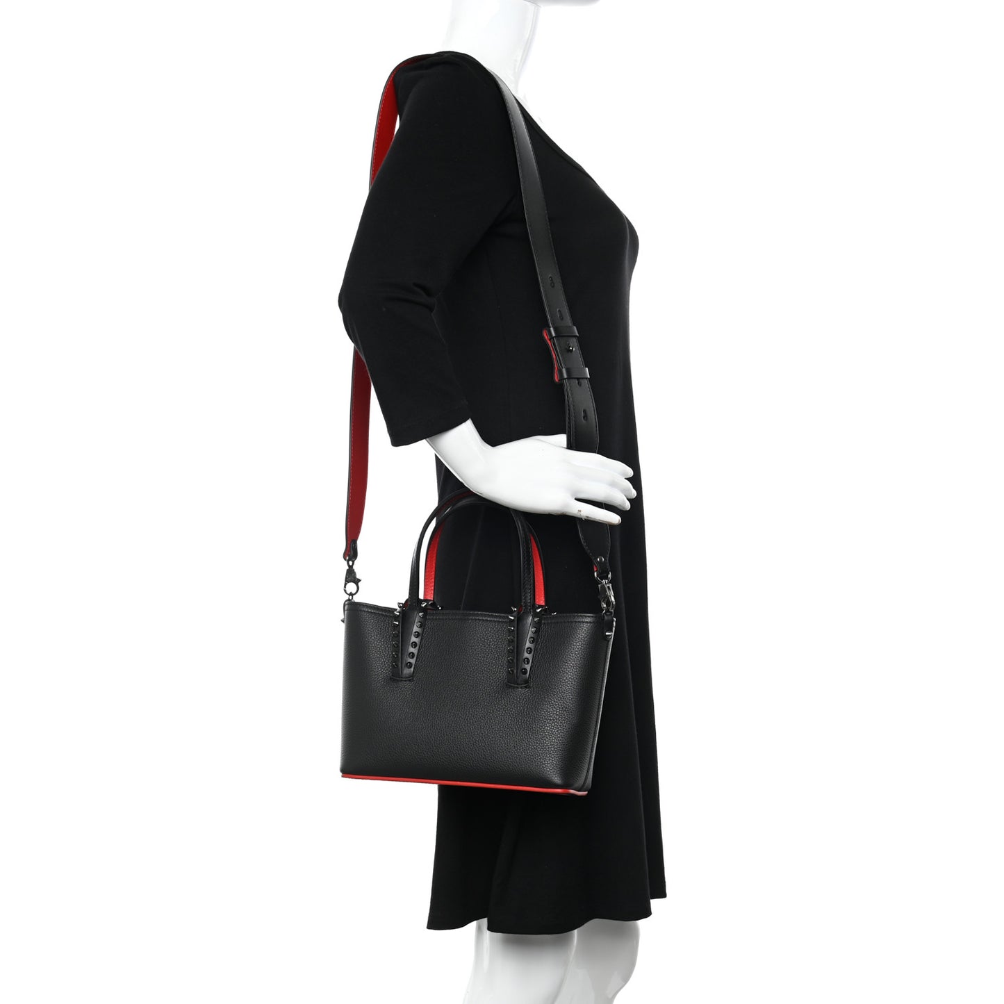 Calfskin Spikes Mini East West Cabata Tote Black