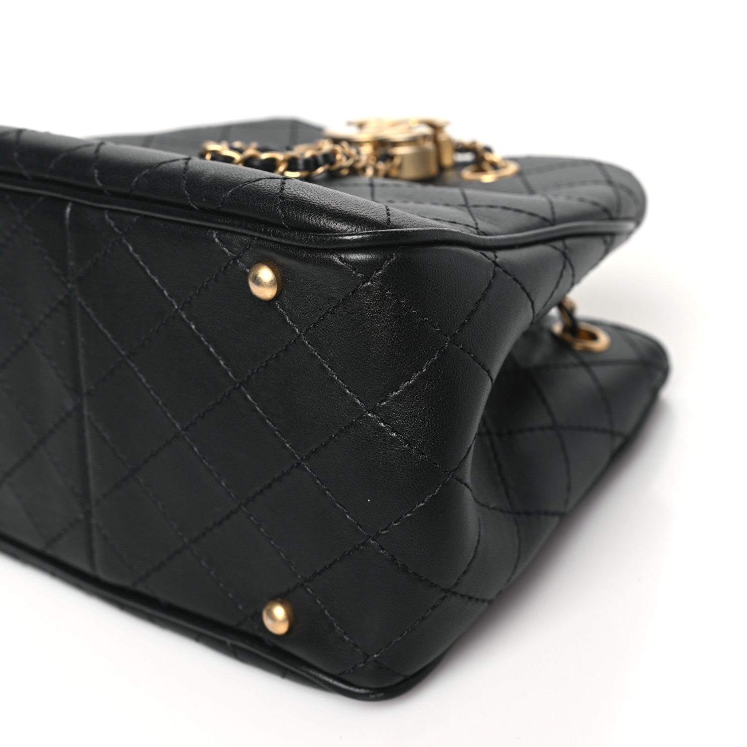 Chanel Calfskin Stitched Small Egyptian Amulet Drawstring Bag Black 10 of 10