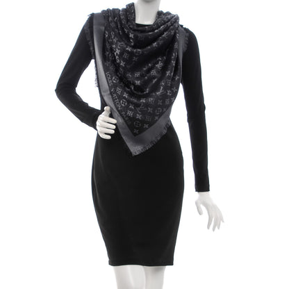 Louis Vuitton Silk Lurex Wool Monogram Shine Shawl Black 2 of 5