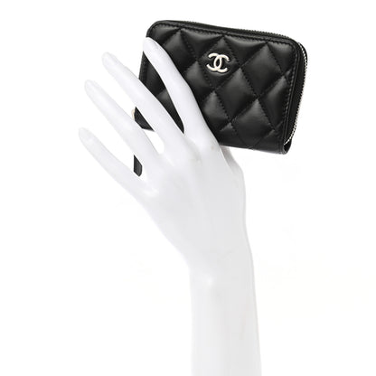 Chanel Lambskin Quilted Zip Coin Purse Black 2 of 7